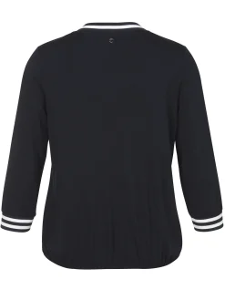 3/4-Arm Blusenshirt mit seidiger Front und Gummizugbund