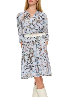 Bedrucktes Kleid aus Viskose-Crêpe