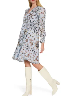 Bedrucktes Kleid aus Viskose-Crêpe