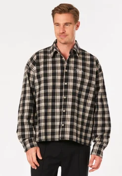 BEVILL FLANNEL SHIRT WASHED DARK STONE BLACK