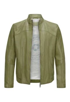 Biker Blouson aus genarbtem Leder