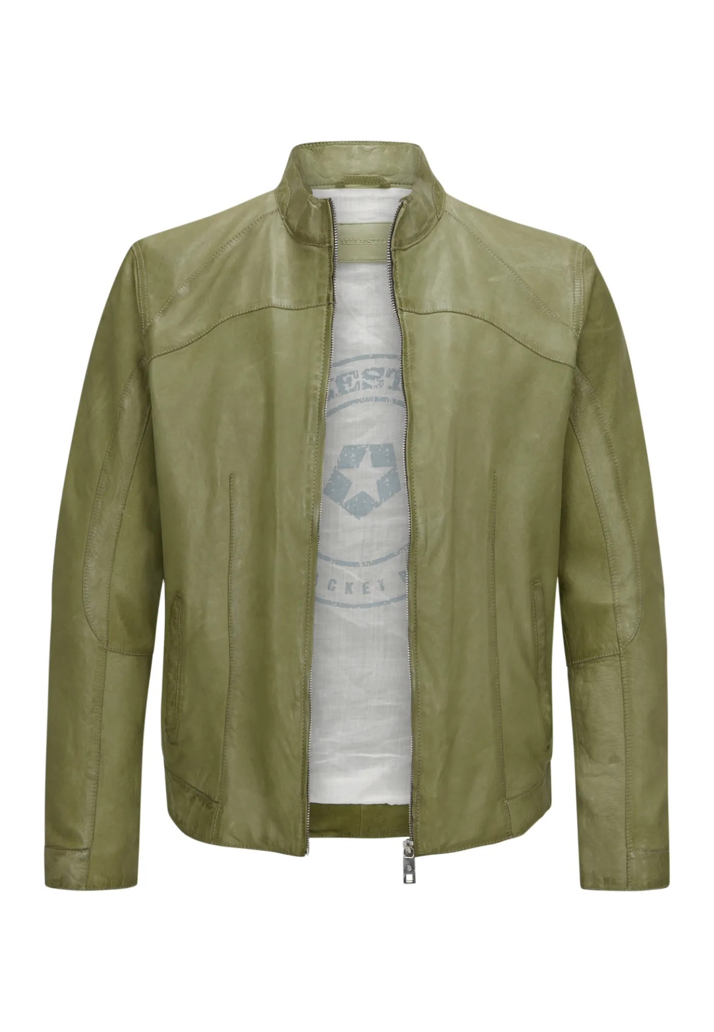 Biker Blouson aus genarbtem Leder