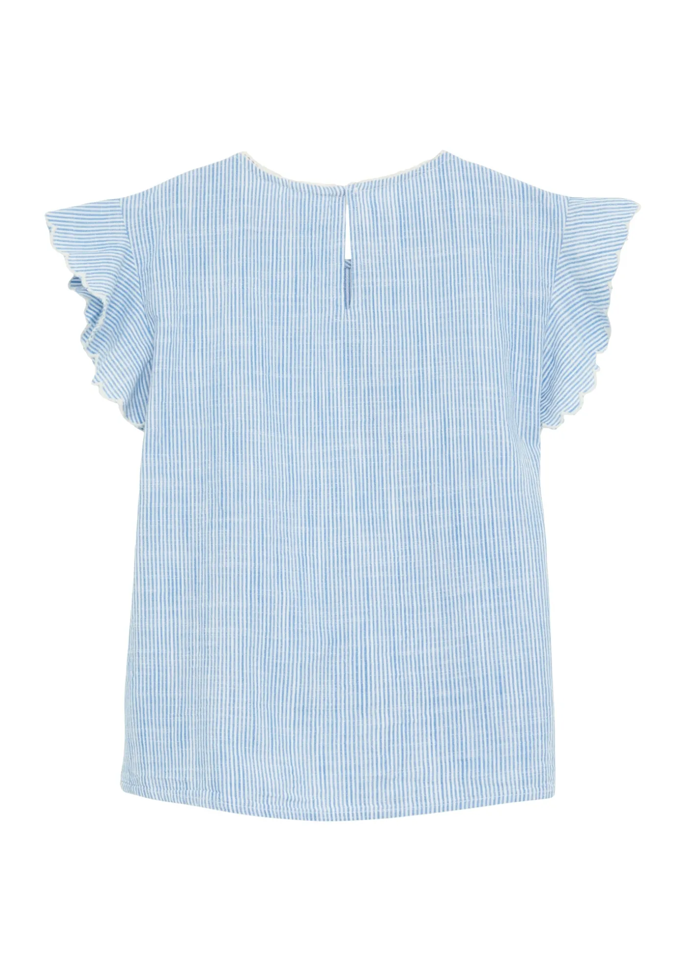 Blusenshirt aus Baumwolle mit Streifenmuster und Stickereien
