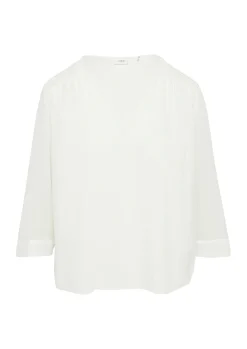 Chiffon-Bluse mit Smokdetails