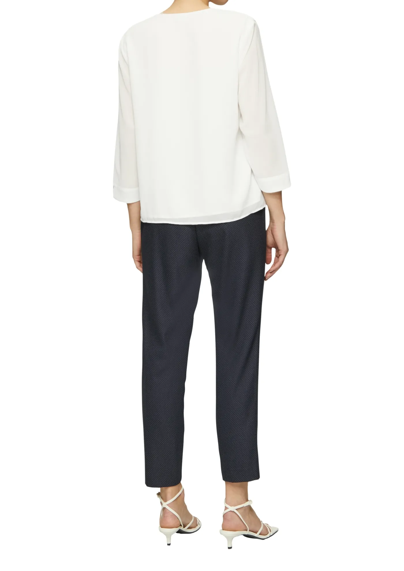 Chiffon-Bluse mit Smokdetails