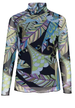 Cooles Print-Shirt mit Rollkragen in Mesh-Ware