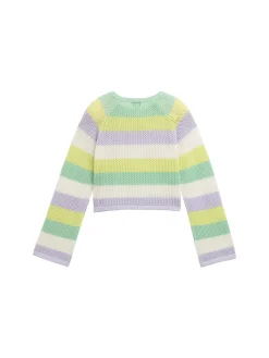 Cropped Strickpullover mit Streifenmuster