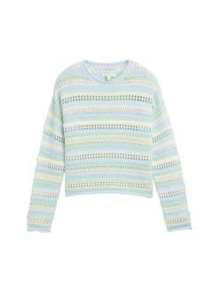 Cropped Strickpullover mit Lochmuster