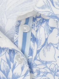 Edles 3/4-Arm Polo-Shirt mit gezeichnetem Tropenmuster