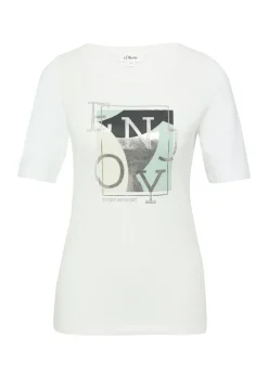 Elastisches T-Shirt mit Frontprint im Slim Fit