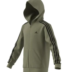 Essentials 3-Streifen Fleece Kapuzenjacke