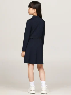 Extra Slim Fit Langarm Kleid mit Gürtel