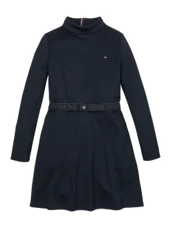Extra Slim Fit Langarm Kleid mit Gürtel