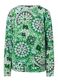 Feine Bluse mit seitlich geschlitztem Saum und abstraktem All-Over-Muster