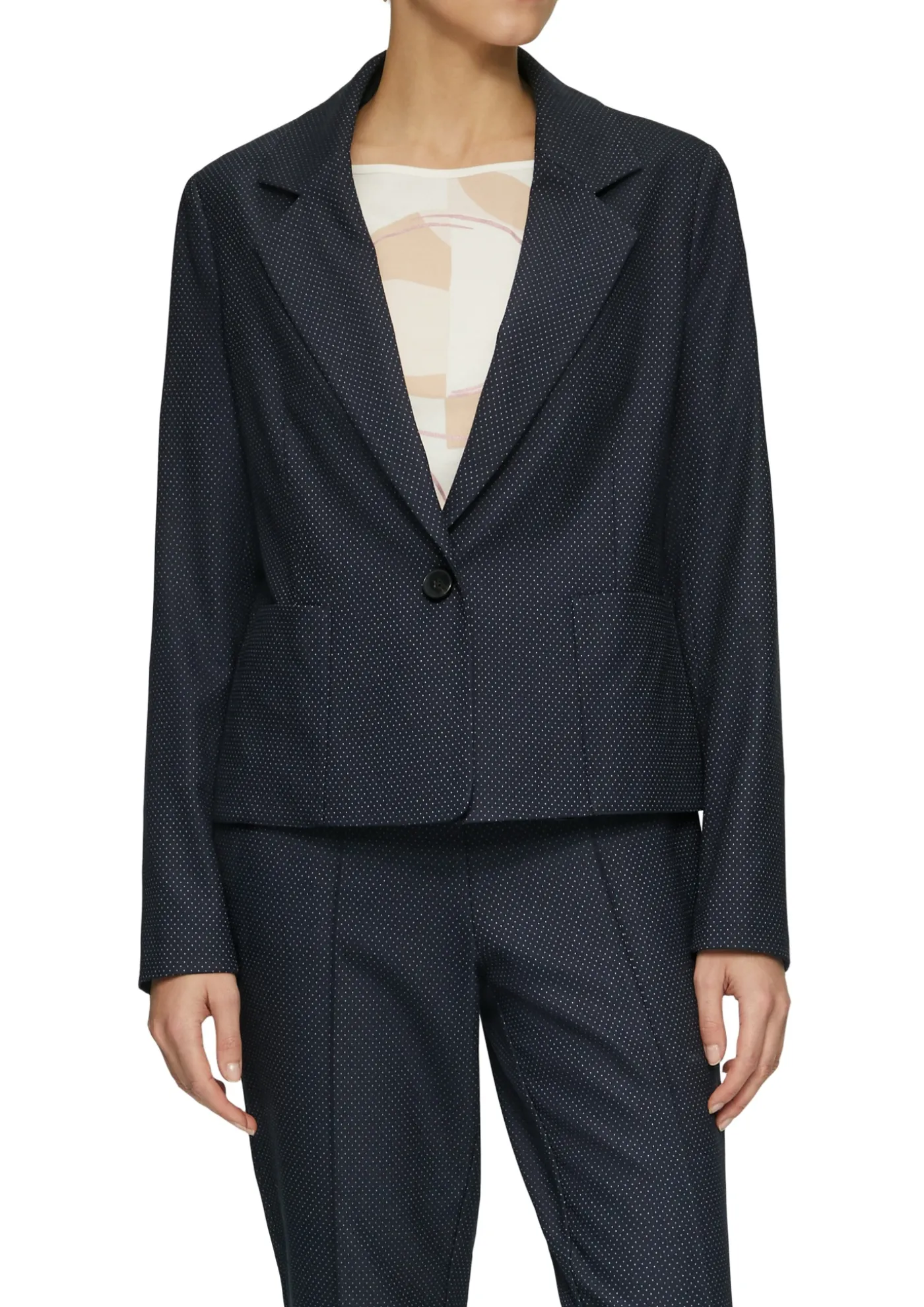 Fein gepunkteter Blazer mit großen Taschen