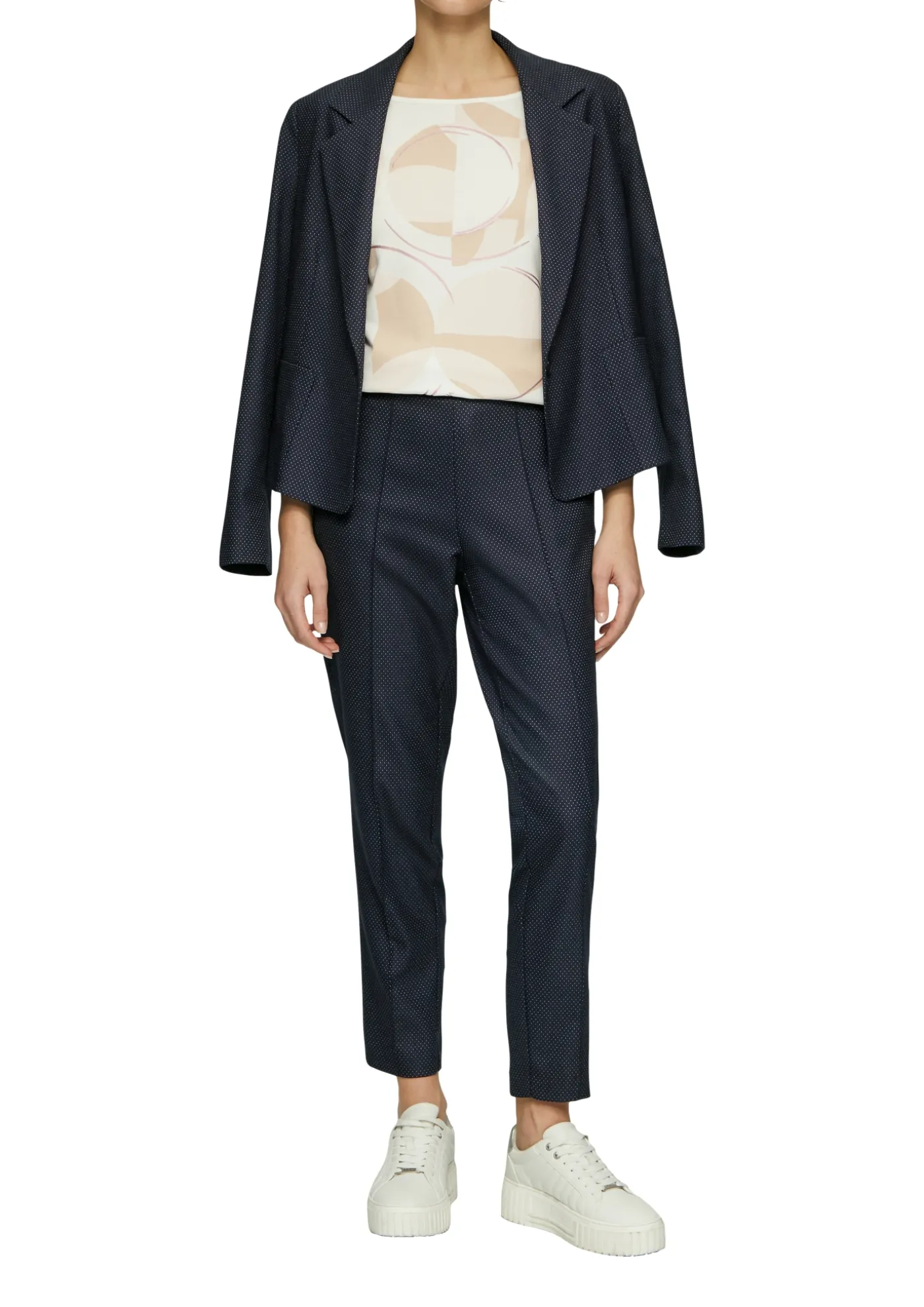 Fein gepunkteter Blazer mit großen Taschen