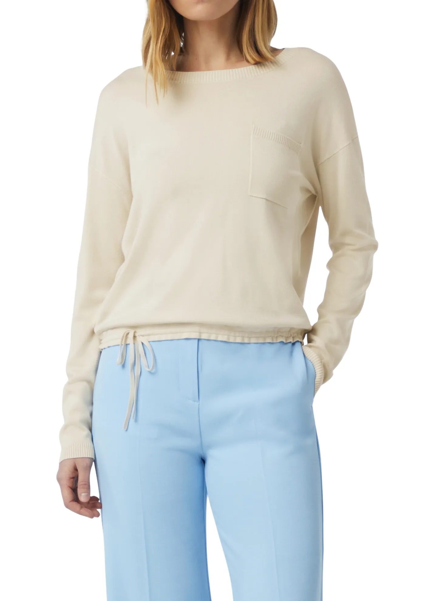 Feinstrickpullover mit Durchzugkordel