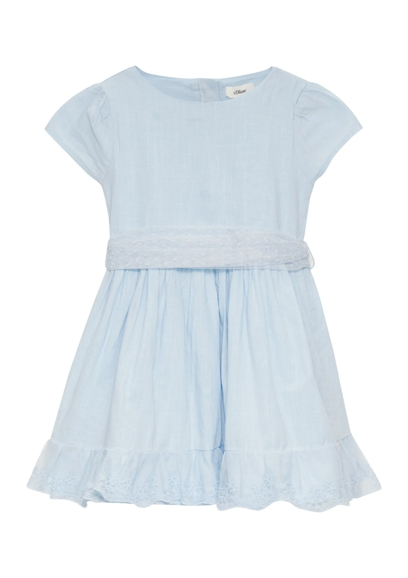 Festives Kleid mit Tüll-Gürtel und Spitzen-Details
