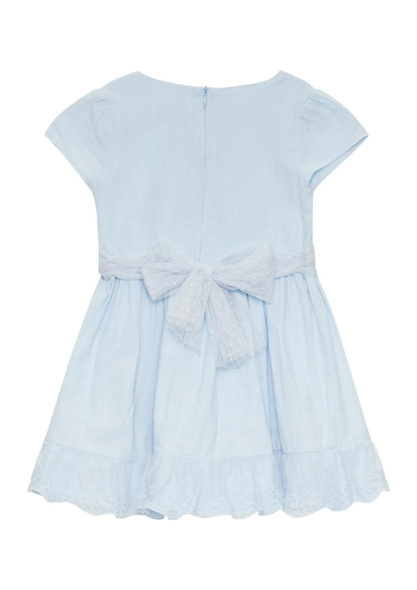 Festives Kleid mit Tüll-Gürtel und Spitzen-Details