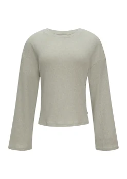 Flauschiges Rippshirt in melierter Optik