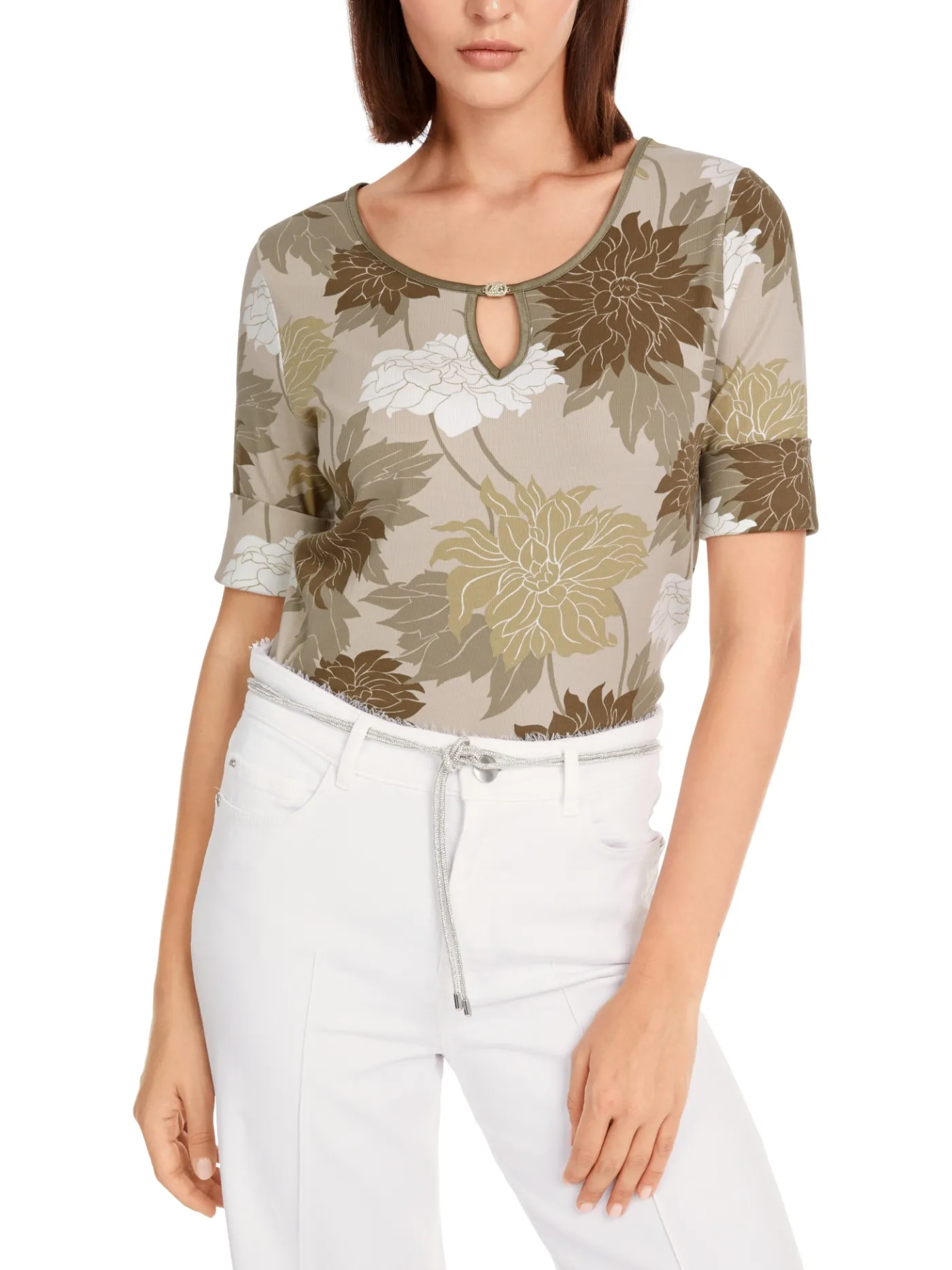 Florales Rippen-T-Shirt