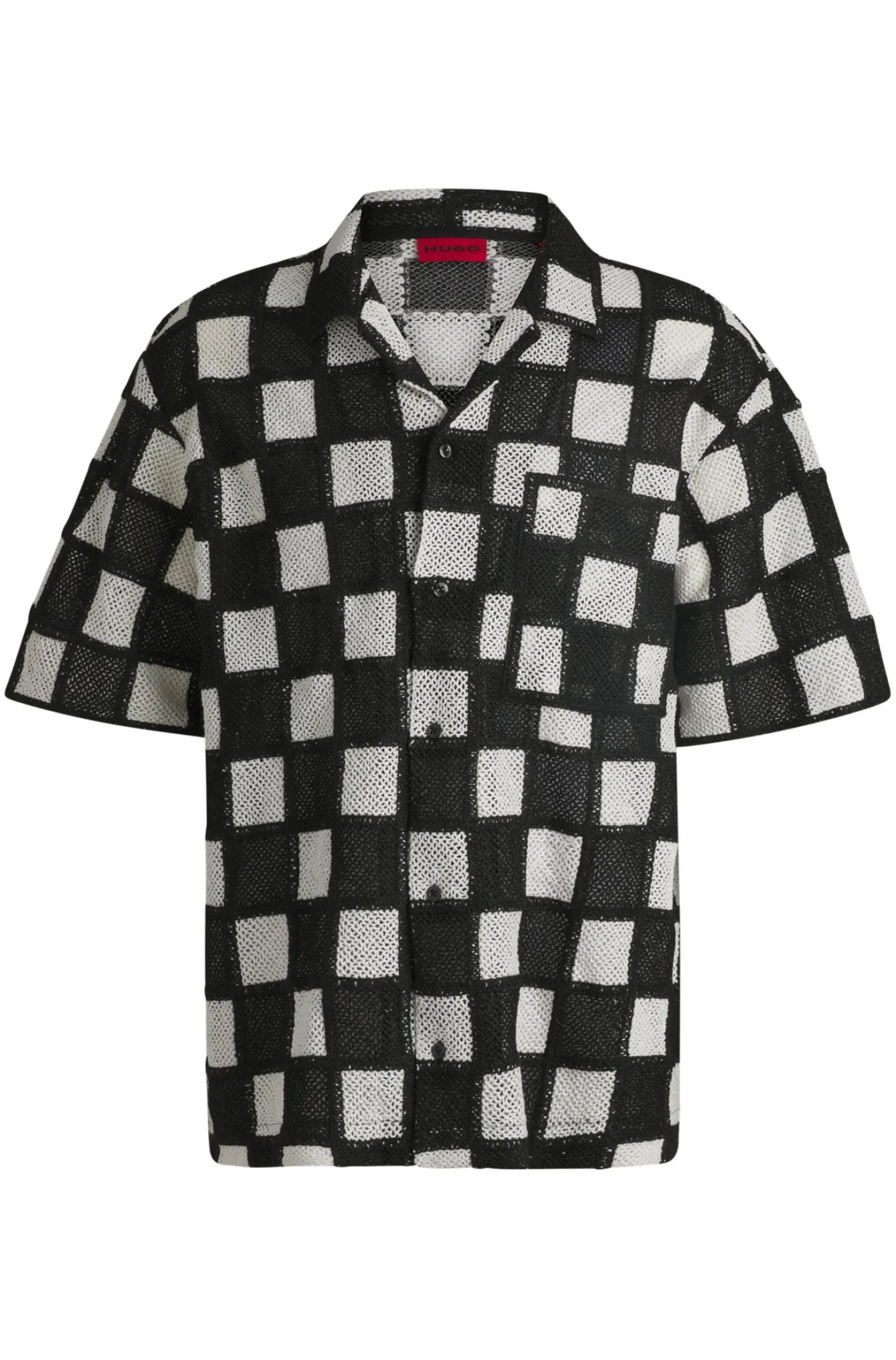 Gehäkeltes Oversized-Hemd mit Karo-Print