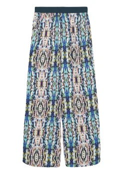 Gemusterte Wide-Leg-Hose aus satinierter Viskose