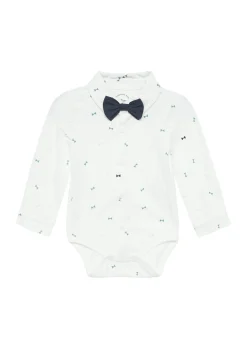 Gemusterter Shirtbody mit abnehmbarer Fliege