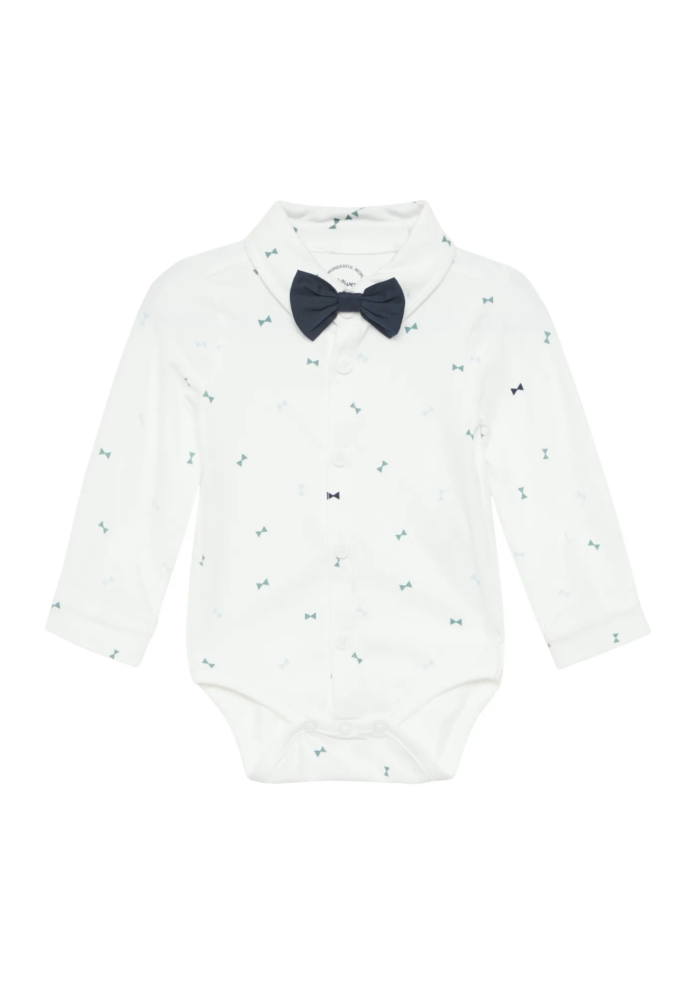 Gemusterter Shirtbody mit abnehmbarer Fliege