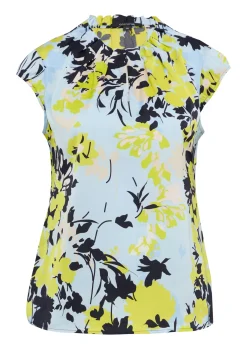Gemusterte Satin-Bluse mit Raffung