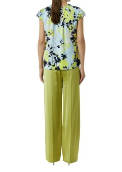 Gemusterte Satin-Bluse mit Raffung