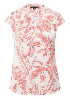 Gemusterte Satin-Bluse mit Raffung