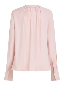 Geraffte Relaxed Fit Bluse mit V-Ausschnitt