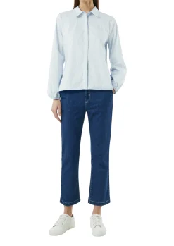 Gestreifte Hemdbluse mit voluminösem Ärmelsaum