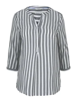 Gestreifte Henleybluse mit LENZING(TM) ECOVERO(TM)