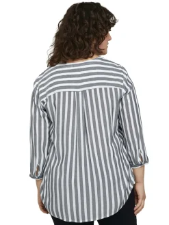 Gestreifte Henleybluse mit LENZING(TM) ECOVERO(TM)