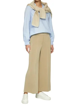 Gestreifte Popline-Bluse mit Gummizug am Ausschnitt