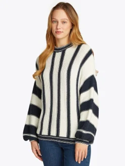 Gestreifter Relaxed Fit Pullover mit Kaschmir