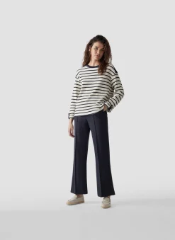 Gestreiftes Sweatshirt mit Details an Schulter und Ärmel