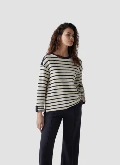 Gestreiftes Sweatshirt mit Details an Schulter und Ärmel