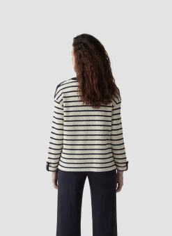 Gestreiftes Sweatshirt mit Details an Schulter und Ärmel