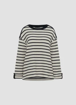 Gestreiftes Sweatshirt mit Details an Schulter und Ärmel