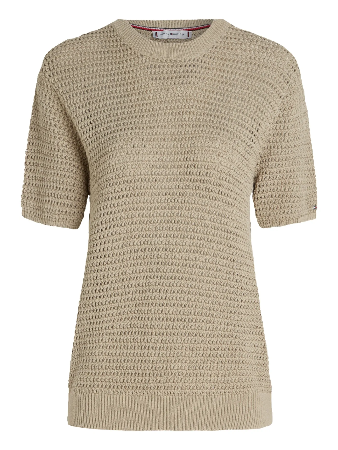 Gestrickter Rundhalspullover Kurzarm