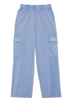 Gewaschene Sweathose mit Wide Leg und hohem Bund