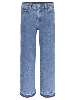 Girlfriend Straight Jeans mit unvernähtem Saum
