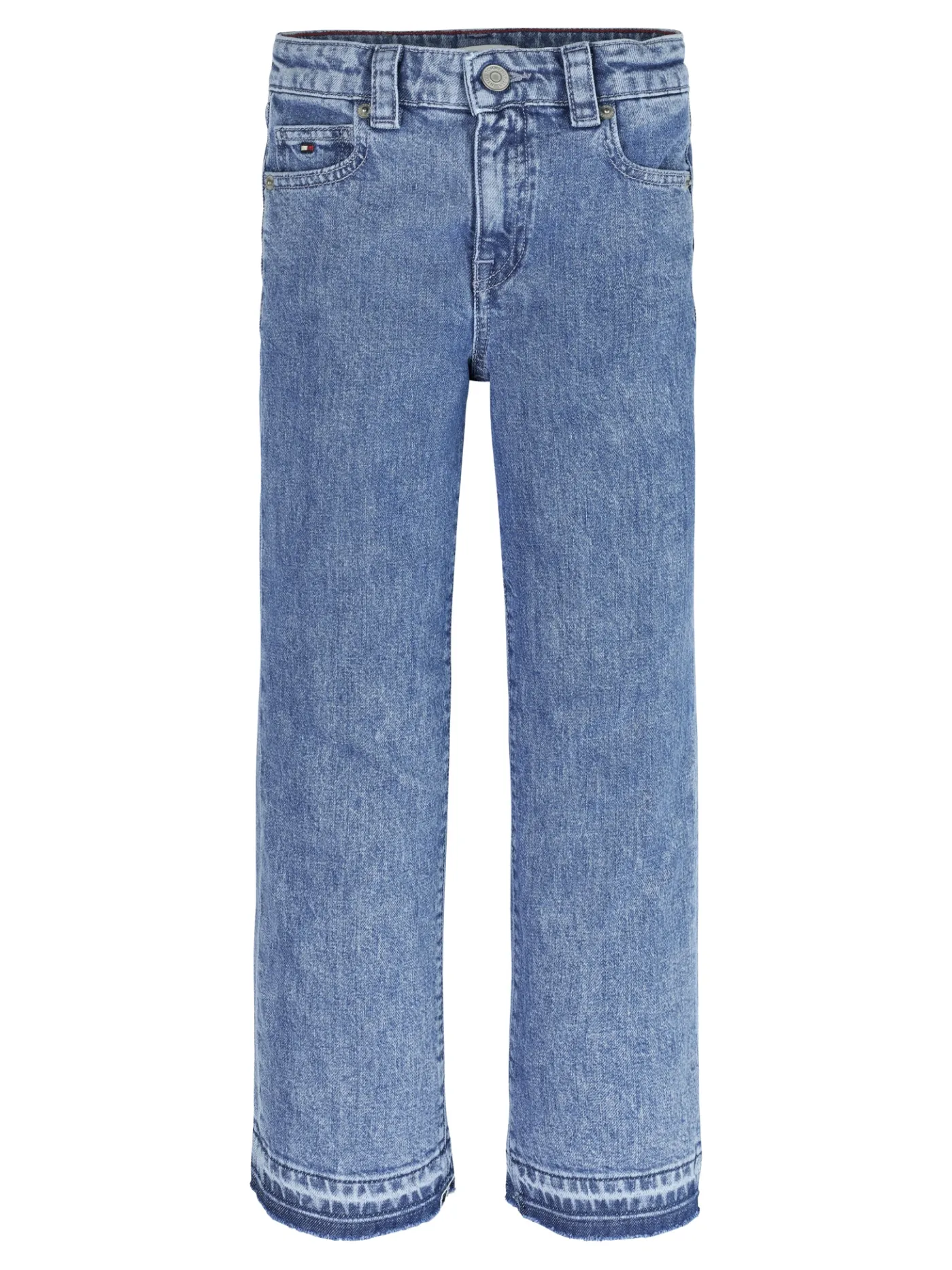 Girlfriend Straight Jeans mit unvernähtem Saum