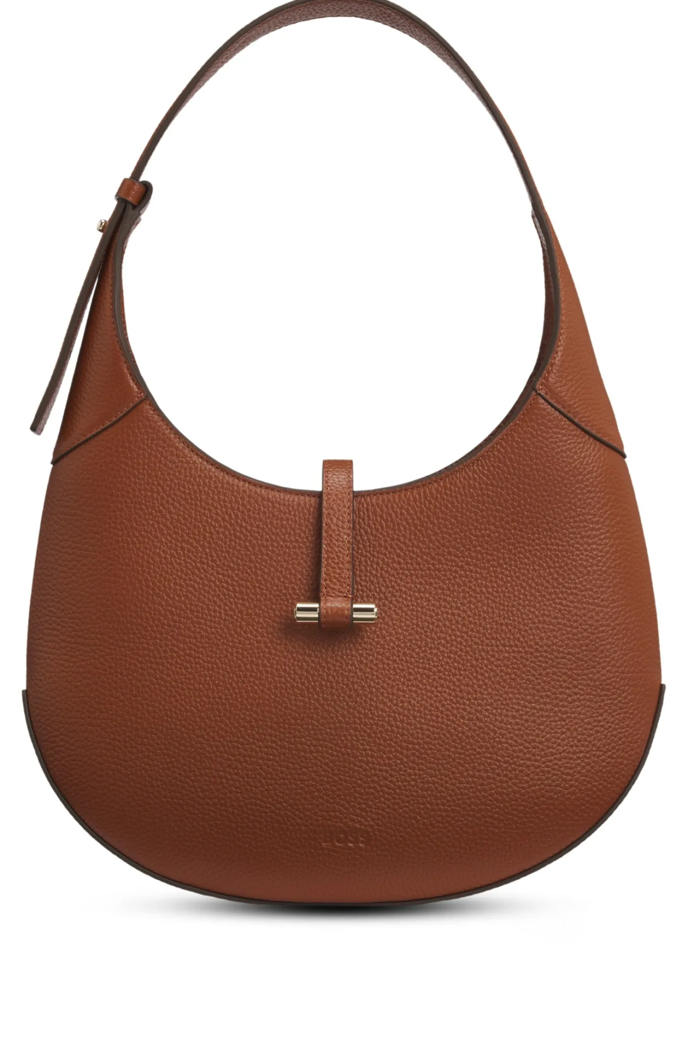 Hobo Bag aus genarbtem Leder mit goldfarbenen Metalldetails