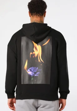 Hoodie aus Baumwoll-Mix mit floralem Flammen-Artwork
