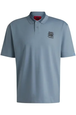HUGO x RB Poloshirt aus Stretch-Baumwolle mit Carbon-Stealth-Logo
