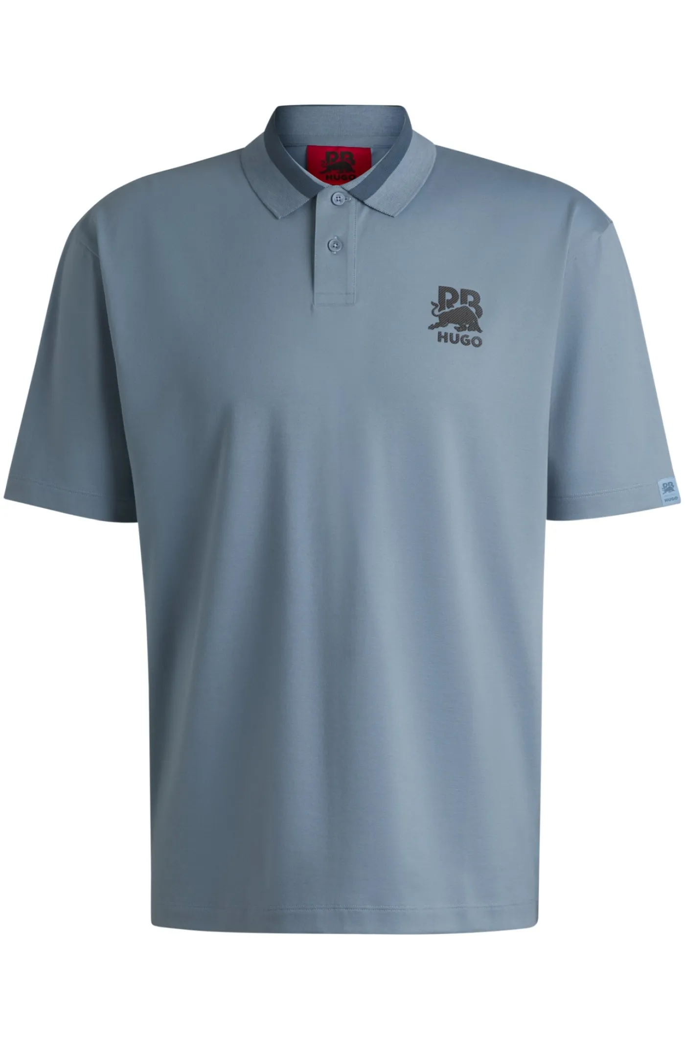 HUGO x RB Poloshirt aus Stretch-Baumwolle mit Carbon-Stealth-Logo